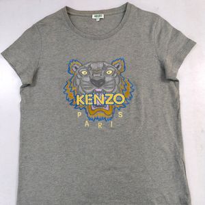 Kenzo Grey Tiger Printed Cotton Crewneck T-Shirt S