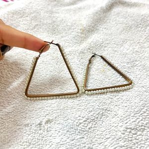 Triangle Pearl Earrings