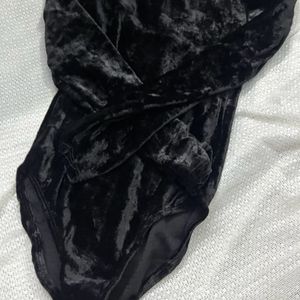 H&M Style Black Velvet Bodysuit