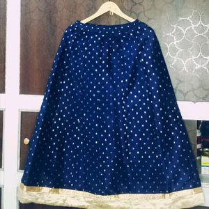 Fitted Blue Ethnic Long Skirt