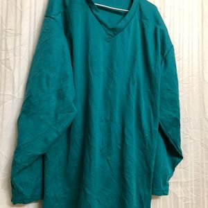 Okay V Neck Sea Green T Shirt