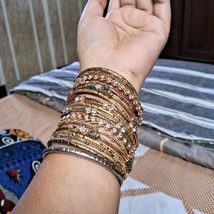 Oxidised Golden Bangles Set