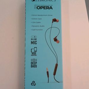 Zebronics Stereo Earphone With Mic Opera