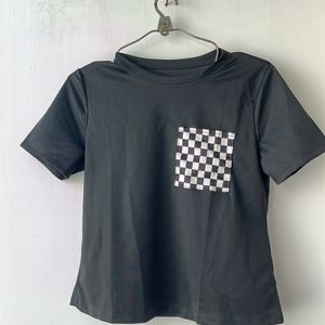 Checked Pocket Crop Top