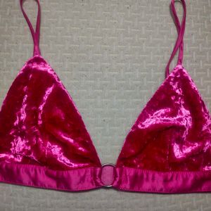 Hot Pink  Velvet Bralette Forever 21