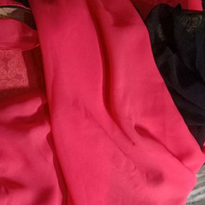 Pink And Black Combination Saree