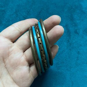 Metal And Turquoise Bangle Set