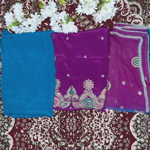 Purple Colour Kameez With Blue Colou And Dupatta