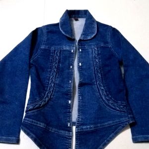 Denim Braided Design Jacket>3