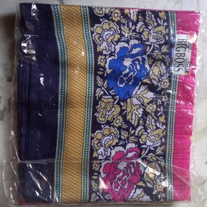 Saree With Blouse Attached Of Pink And Blue Colour