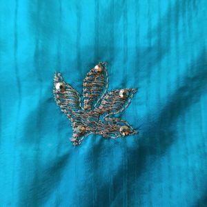 Glittery Cyan Grand Work Saree