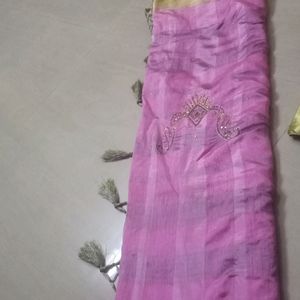 Pink Saree With Blouse