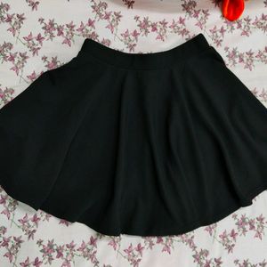 Black Flared Mini Skirt