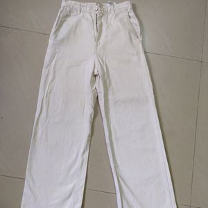 H&M Off White High Rise Pant