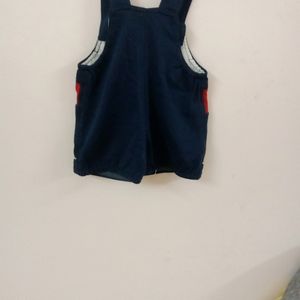 Cute Bear Sleeveless Short Romper With Pockets For Baby's( Dark Navy Blue Colour)