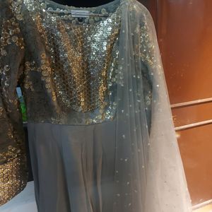 SGolden Sequinns - Embroidery Full Sleeves Gown