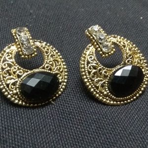 Black and Golden Oxidised Eartops