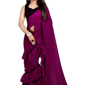 Georgette ruffle saree