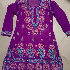 Purple Chikankari Kurti For Navratri 🎉🎊