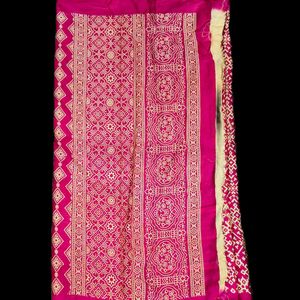 Khadi Silk Ajarakh Printed Saree