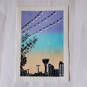 City Lights Acrylic Canvas Sheet (HANDMADE)