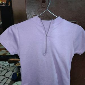 Lavender Zipped Crop Top