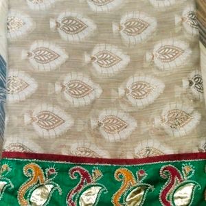 Chikoo Colour Saree Without Blouse