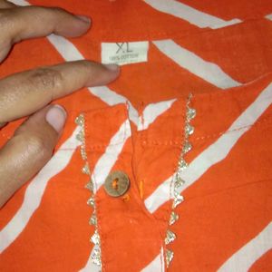 Orange Lehriya Kurti Like New