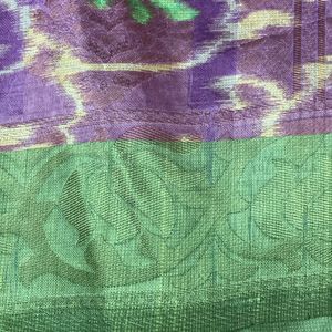 New Purple N Green Saree Without blouse  For Grabs