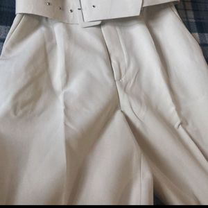 ZARA IVORY BELTED TROUSERS