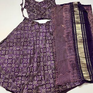 Purple Lehenga With Blouse N Dupata