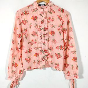 Peach Printed Casual Top