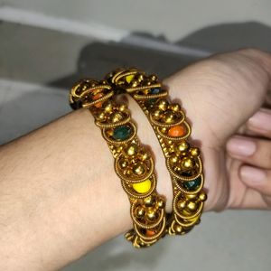 Gold Multicolor Alloy Kangan