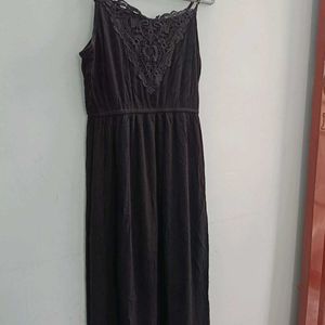 Black Sleeveless Gown Type Dress(New)