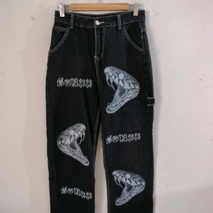 Black Printed Jeans (Women's)