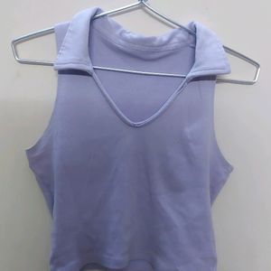 Lavender V Neck Crop Top