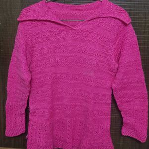 Hand-Knitted Pink Sweater – Cozy & Stylish