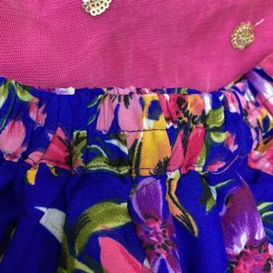 Girls Pink Floral Print Dhoti And Kurta Set