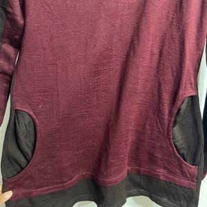 Warm High Neck Top With Pockets