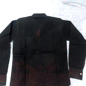 Black Maroon Shiny Shirt Look Coat