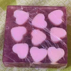 Set Of 4 Heart Shared Handmade Rose Soap