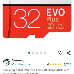 Samsung Sd Card Evo Plus + 32 Gb