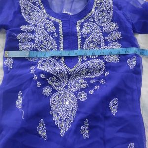 Hand Embroide Chikan Kurti Set , With Mirror Work