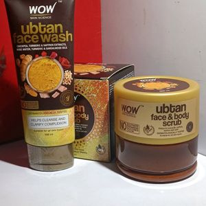 Combo of Wow Ubtan Face Wash And Body Scrub