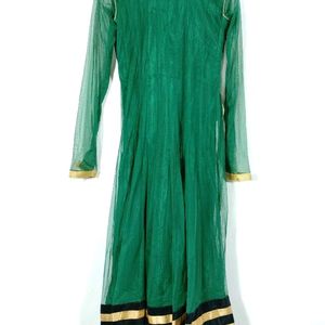 Green Netted Gown With Dupatta