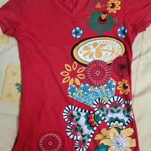 Long Red Tshirt For Women