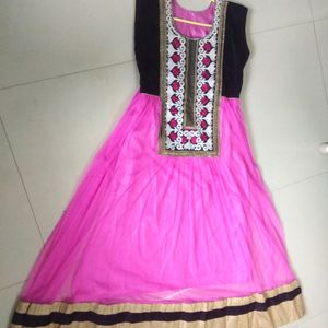 Magenta Colour Anarkali Pattern Kurti/Ethnic Gown