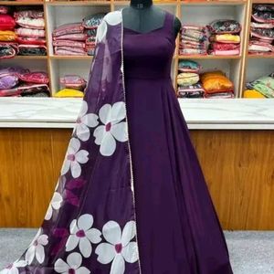 Purple Anarkali Dress With Dupatta