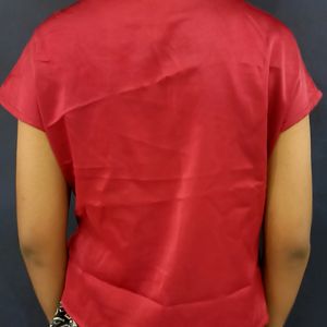 Formal Maroon Satin Top