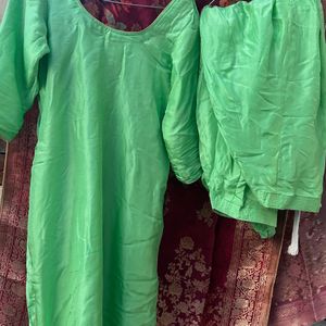 Plain Green Suit With Banarsi Dupatta